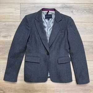 Banana Republic Womens Gray Wool Blend Single Button‎ Blazer Classic Career Sz 6